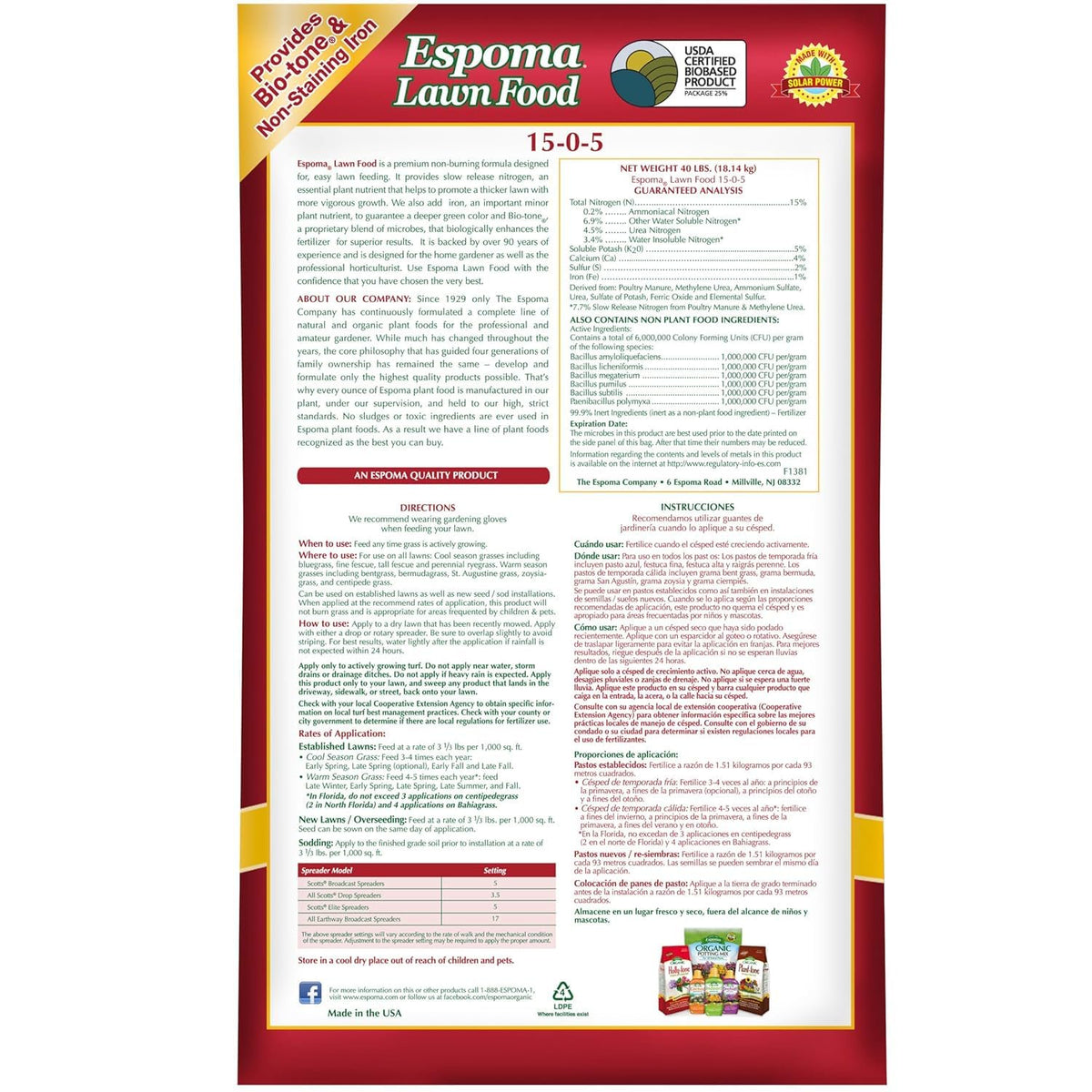 Espoma Lawn Food for All Seasons;15-0-5 Non-Staining Iron; Exclusive Bio-Tone Formula with Slow Release Nitrogen 20 lb. Bag and My Garden Pool Superior Gardening Claw Gloves and Garden-IQ
