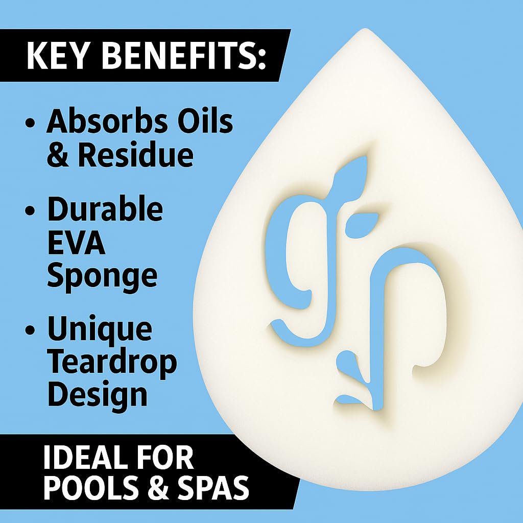 My Garden Pool Scum Sponge – White EVA Foam Teardrop Sponge – Absorbs Oils, Sunscreen, and Residue for Crystal Clear Pools & Spas