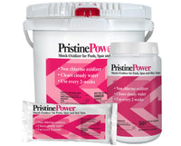 PristinePower 24 lb Non Chlorine Shock for Pools & Spas Clears Cloudy Water & Removes Contaminants Includes My Garden Pool 2 Scum Socks 7 in 1 Test Strip & Pool IQ Assistant