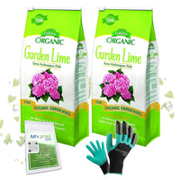 MYGP Organic Garden Lime; Raises Soil pH Contains pelletized dolomitic Lime for Organic Gardening; 5 lb with a My Garden Pool PH Soil Test Strips 20 ct, and Superior Gardening Claw Gloves - 2 Pack