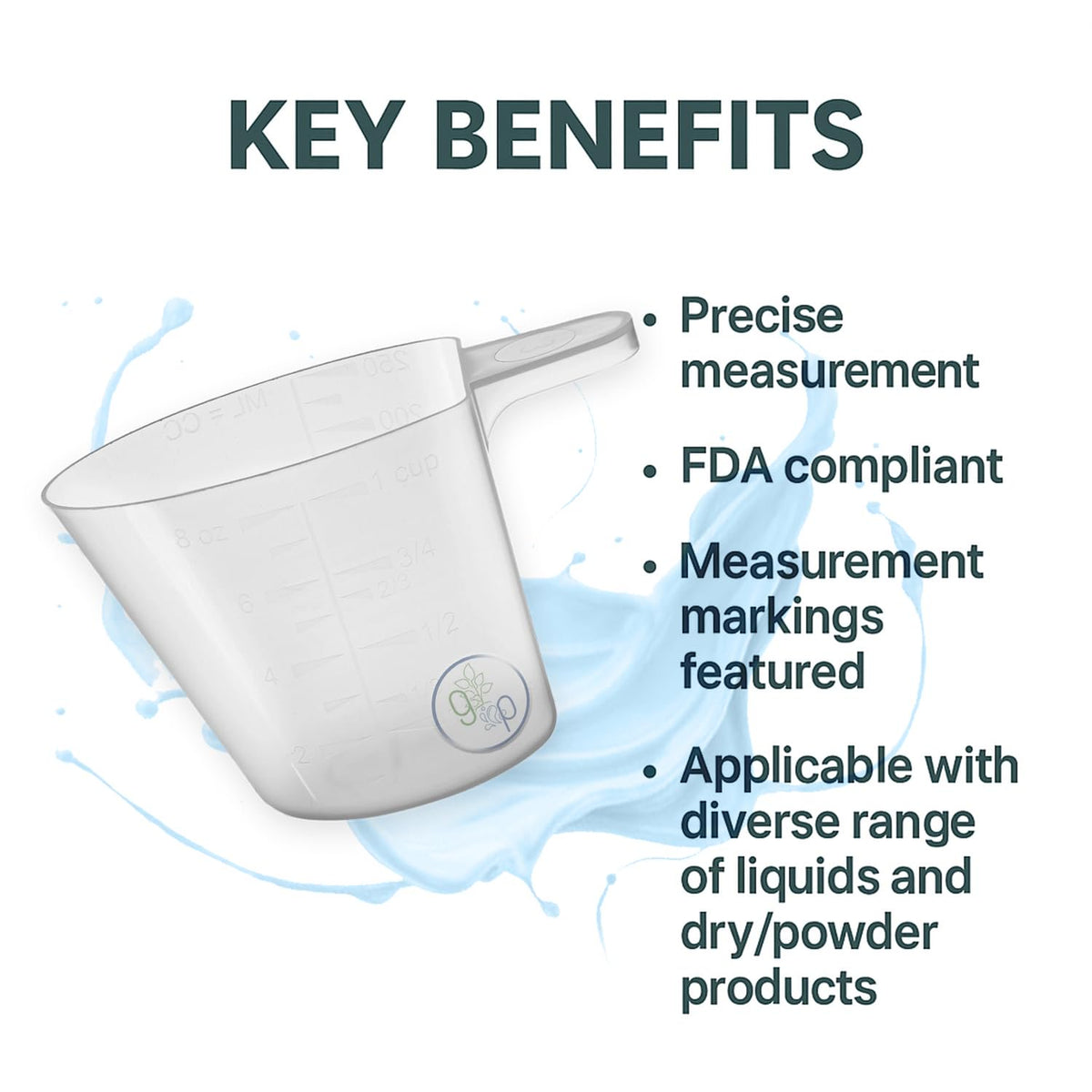 My Garden Pool 8 oz (250 cc) Natural Tapered Plastic Measuring Cup – Durable Reusable Measuring Tool for Pool & Spa Chemicals, Fertilizers, and Household Use