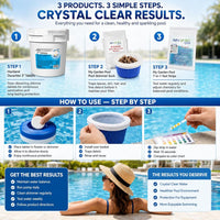 Haviland Durachlor 3 Inch Tabs 10 lb with My Garden Pool Scum Socks, Test Strip & Pool-IQ AI Assistant