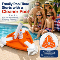 My Garden Pool Triangular Pool Vacuum Head with Corner Brushes, Swimming Pool Cleaner for Floors, Walls & Corners, Compatible with Standard Pool Poles & Vacuum Hoses, Made in USA
