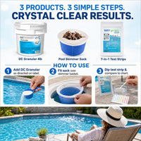 Haviland Durachlor Granular 4 lb with My Garden Pool Scum Socks, Test Strip & Pool-IQ AI Assistant
