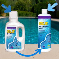 GLB PhosFIGHT Plus 32 FL OZ (71271) Phosphate Reduction Formula with My Garden Pool Measuring Cup & 7-in-1 Test Strips, 4-Pack