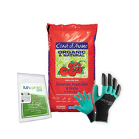 Coast of Maine TV6501 Tomato & Vegetable Plant Food 12 LB – Organic Nutrient Blend for Vegetables & Fruits with My Garden Pool Soil Test Strips & Gardening Claw Gloves