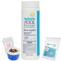 Pool Breeze Black AlgiKill 88551 – 2 lbs – Targeted Black Algae Treatment – with My Garden Pool 7 in 1 Test Strips & Scum Socks