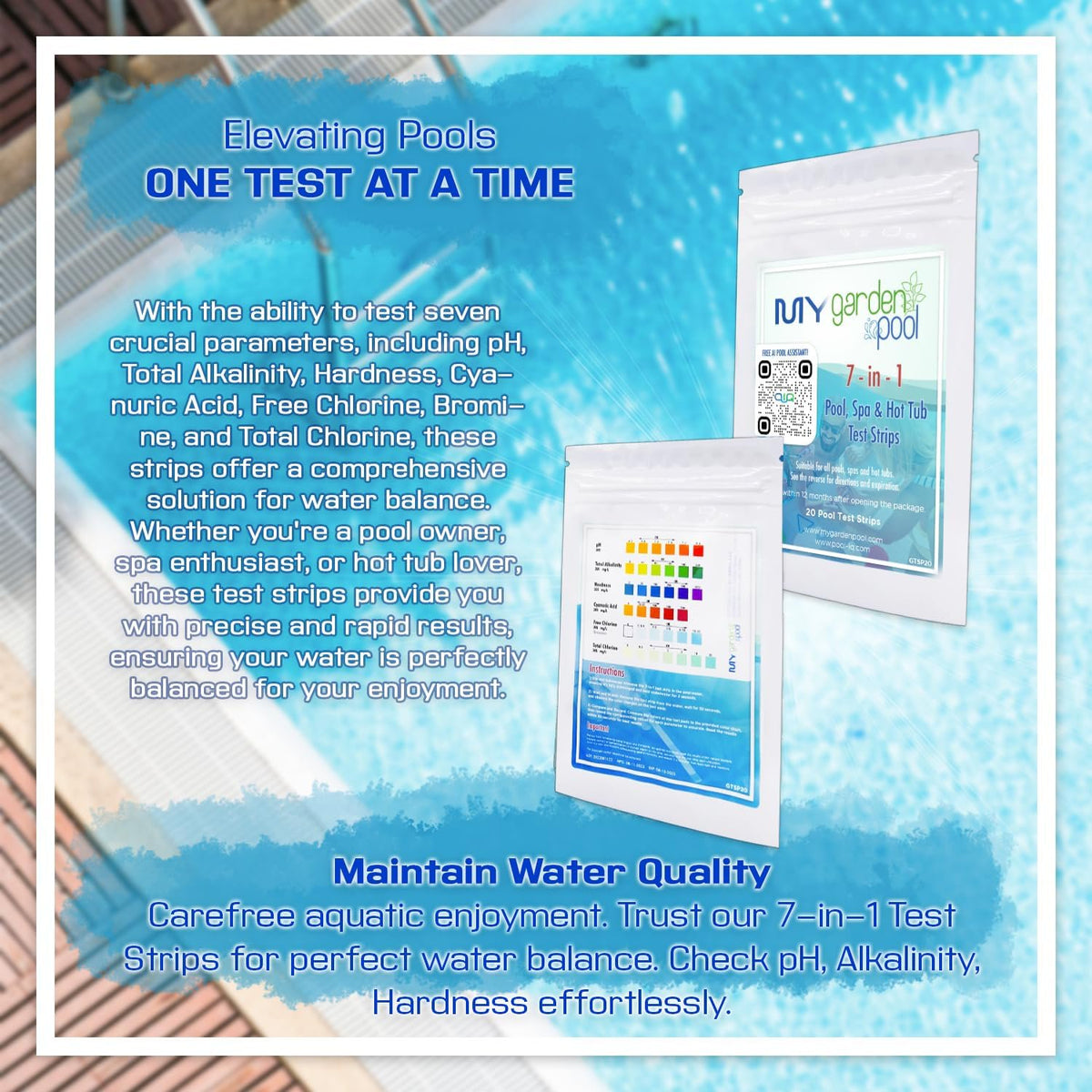 73% Cal-Hypo Dry Chlorinating Granules 50 LB Bucket – Bactericide, Algaecide, and Fast Dissolving Shock with My Garden Pool Skimmer Socks and 7-in-1 Test Strips. – Powerful Chlorine Shock