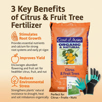 Coast of Maine CT6501 Citrus & Fruit Tree Plant Food 12 LB – Organic Granular Fertilizer for Fruit Trees with My Garden Pool Soil Test Strips & Gardening Claw Gloves