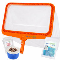 My Garden Pool Rectangular Pool Skimmer Net with Deep Fine Mesh Bag, Includes 2-Pack Skimmer Socks, 20-Count 7-in-1 Pool & Spa Test Strips and Pool-IQ Access, Universal Pole Fit, Made in USA