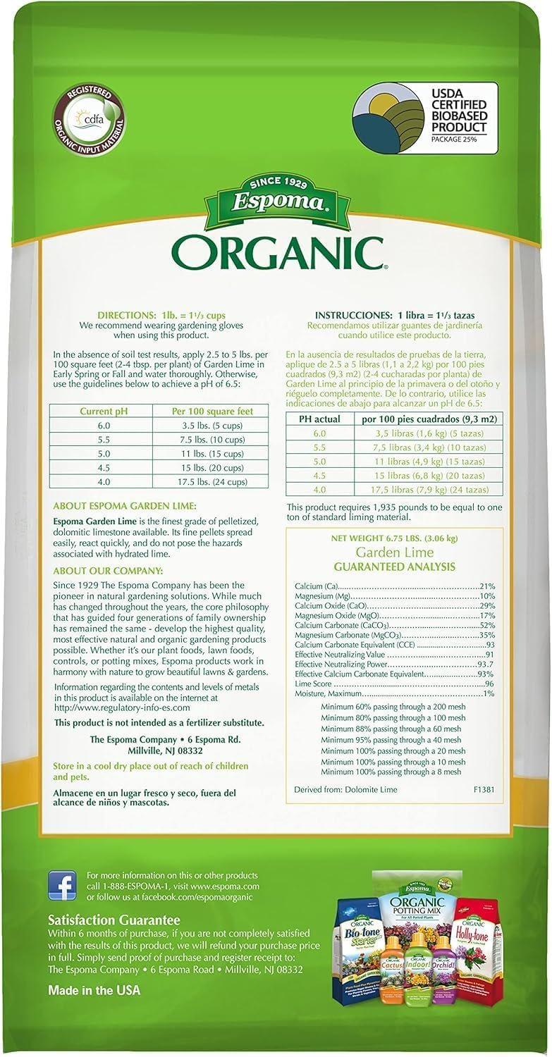 Espoma Organic Garden Lime; Raises Soil pH Contains pelletized dolomitic Lime for Organic Gardening; 5 lb with a My Garden Pool PH Soil Test Strips 20 ct, and Superior Gardening Claw Gloves - 4 Pack