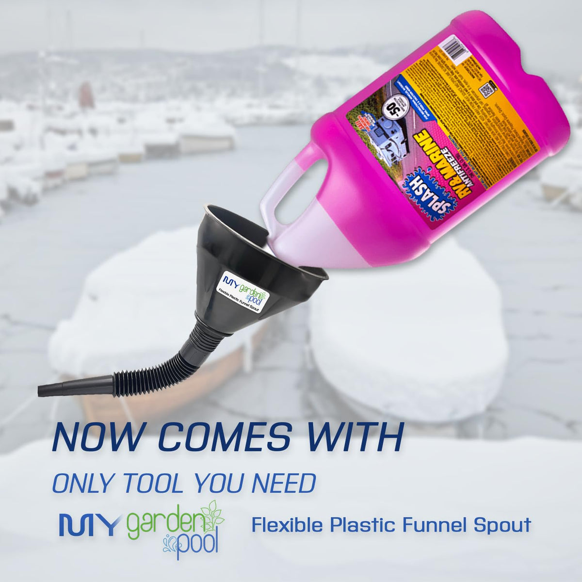 My Garden Pool Flexible Plastic Funnel Spout 3-Pack Extendable and Fits Most Bottles from Pint to Gallon for Precision Pouring and Convenience in Liquid Transfers