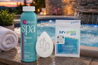 ProTeam Spa Calcium Up 1 LBS - Granular Spa Water Treatment - Light Blue with My Garden Pool 20 Ct. Test Strips & Scum Sponge Oil-Absorbing Sponge for Hot Tubs and Pools