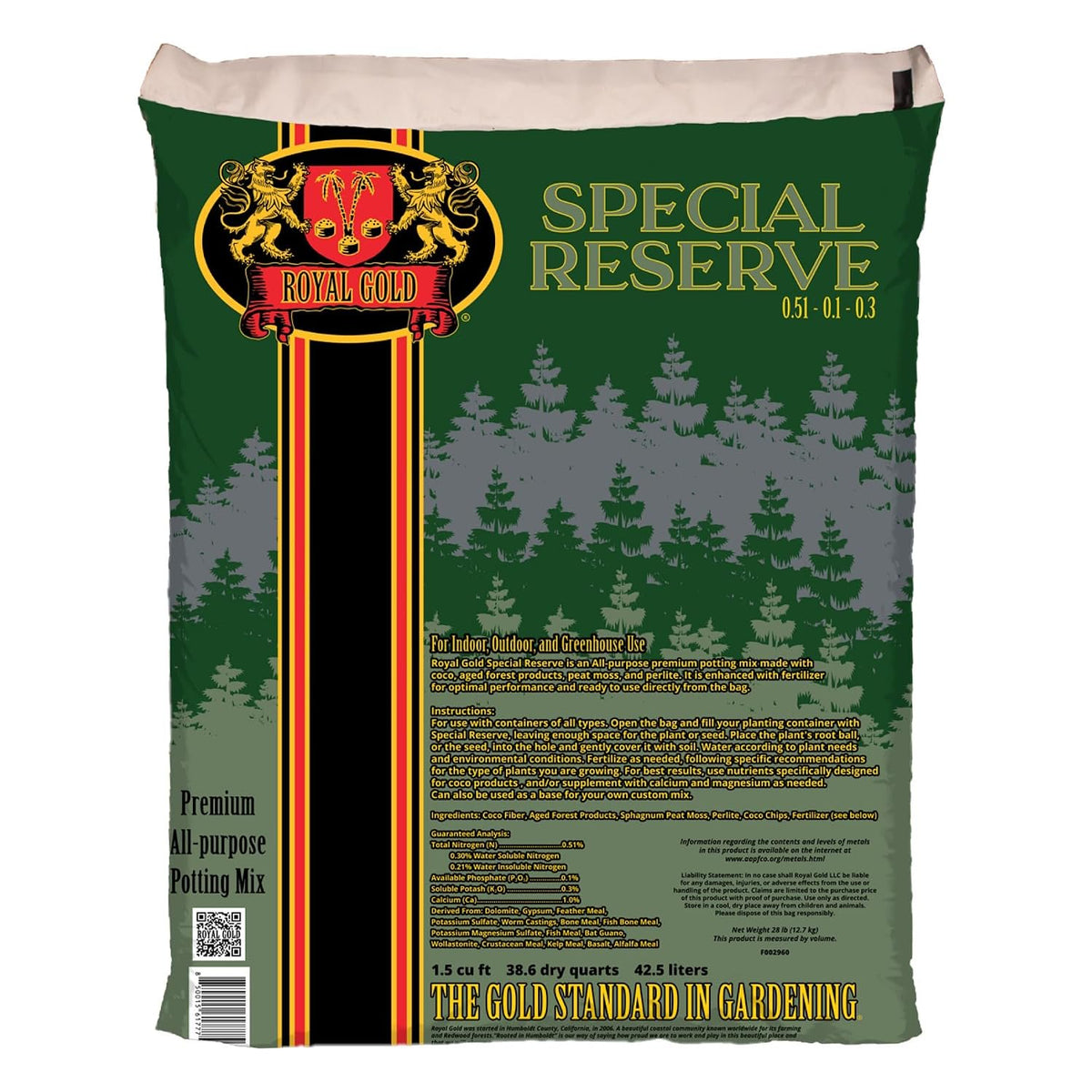 Royal Gold Special Reserve premium potting mix, 1.5 cu ft bag