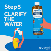 Poolife Deluxe Start-Up Pool Bundle – 2× TurboShock, Defend+, Clarifier, Stain Preventer – with My Garden Pool Skimmer Socks, Scum Sponge & 7-in-1 Pool Test Strips (20 ct)