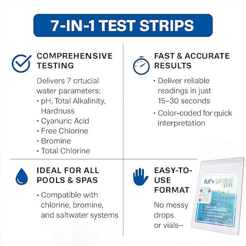 My Garden Pool Skimmer Socks 30 ct – Ultra-Fine Mesh Pool Filter Savers – Universal Fit for Most Skimmer Baskets – Includes 20 ct 7-in-1 Water Test Strips for Pools & Spas