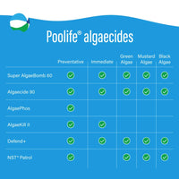Poolife Super AlgaeBomb 60 – Non-Foaming Liquid Algaecide for Pools, Spas & Winterizing – 60% Polyquat Formula – Includes 7-in-1 Test Strips, Measuring Cup & Pool-IQ AI Assistant 4 Pack