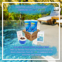 GLB Calcium Hypochlorite Pool Shock, 1-Pound, 2-Pack Complete Pool Care Kit with My Garden Pool Skimmer Sock and 7-in-1 Test Strips, 20 ct. – Powerful Chlorine Shock for Clear Swimming Water