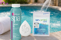 ProTeam Spa Calcium Up 1 LBS - Granular Spa Water Treatment - Light Blue with My Garden Pool 20 Ct. Test Strips & Scum Sponge Oil-Absorbing Sponge for Hot Tubs and Pools
