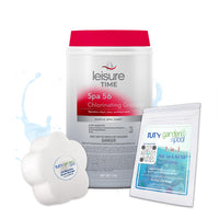 Leisure Time E5 Spa 56 Chlorinating Granules for Spas and Hot Tubs, 5-Pounds with My Garden Pool 20 Ct. Test Strips - 2 Pack