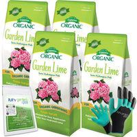 Espoma Organic Garden Lime; Raises Soil pH Contains pelletized dolomitic Lime for Organic Gardening; 5 lb with a My Garden Pool PH Soil Test Strips 20 ct, and Superior Gardening Claw Gloves - 4 Pack