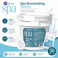 ProTeam Spa Brominating Tablets 4 LBS with My Garden Pool 20 Ct. Test Strips & Scum Sponge Oil-Absorbing Sponge for Hot Tubs and Pools