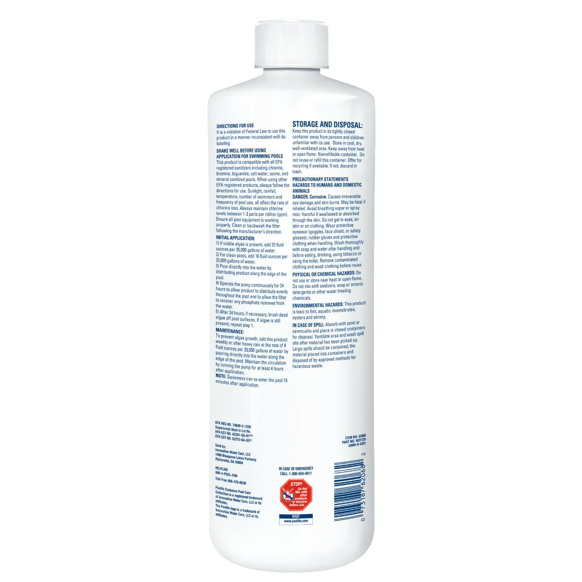 Poolife AlgaePhos – Dual-Action Algaecide & Phosphate Remover for Pools – Prevents Algae & Reduces Phosphates – Includes 7-in-1 Test Strips, Measuring Cup & Pool-IQ AI Assistant 12 Pack