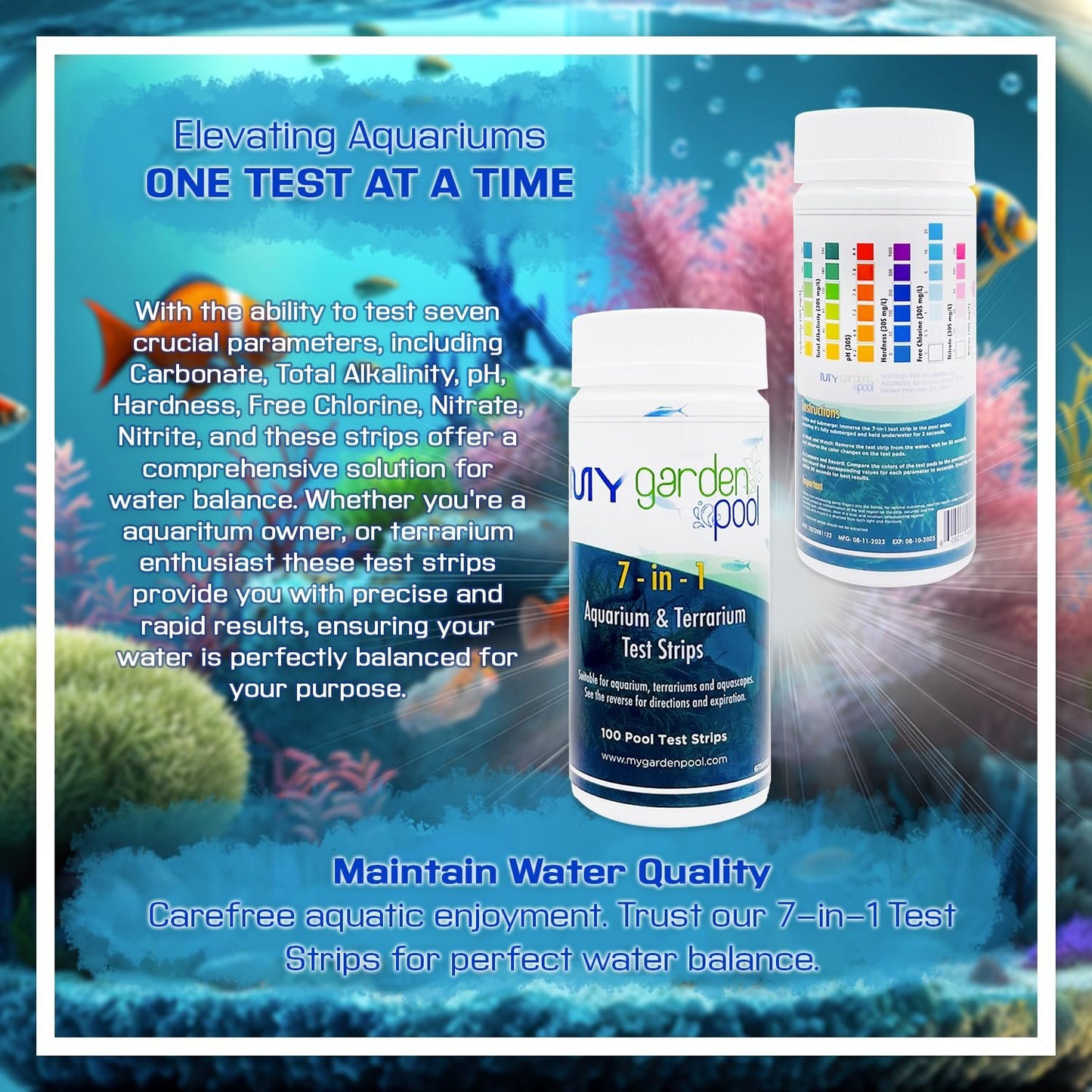Lamotte WaterLink Spin Touch Kit; 3581 Mobile Spin Touch Lab, 4329 Chlorine/Bromine Plus Phosphate Disk, 50 ct; Carry Case and My Garden Pool Aquarium, Terrarium, Pool & Spa Test Strips, 100 ct.