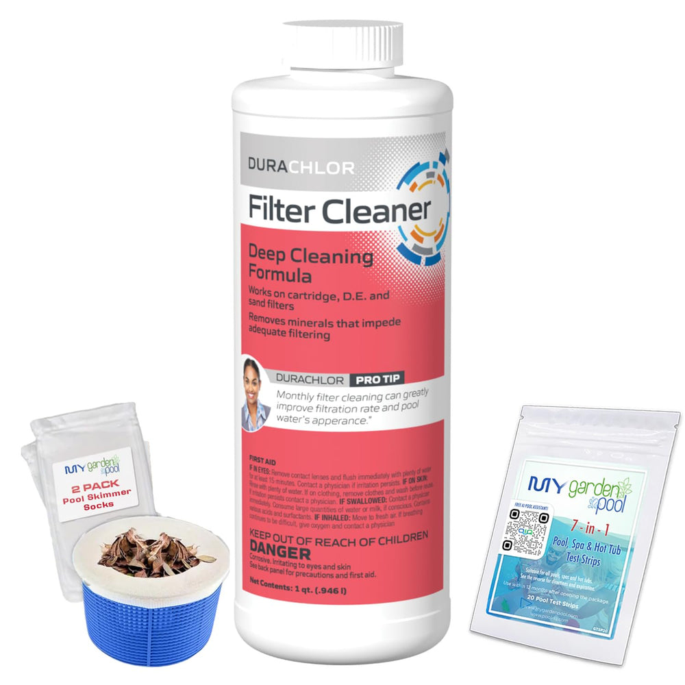 Haviland Durachlor Filter Cleaner 1 QT with My Garden Pool Scum Socks, Test Strip & Pool-IQ AI Assistant