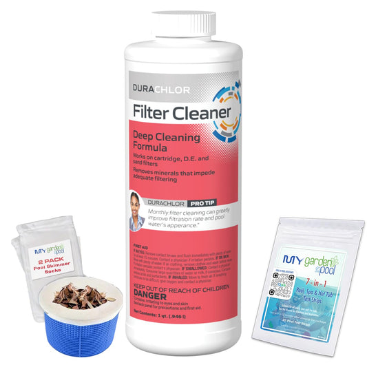 Haviland Durachlor Filter Cleaner 1 QT with My Garden Pool Scum Socks, Test Strip & Pool-IQ AI Assistant