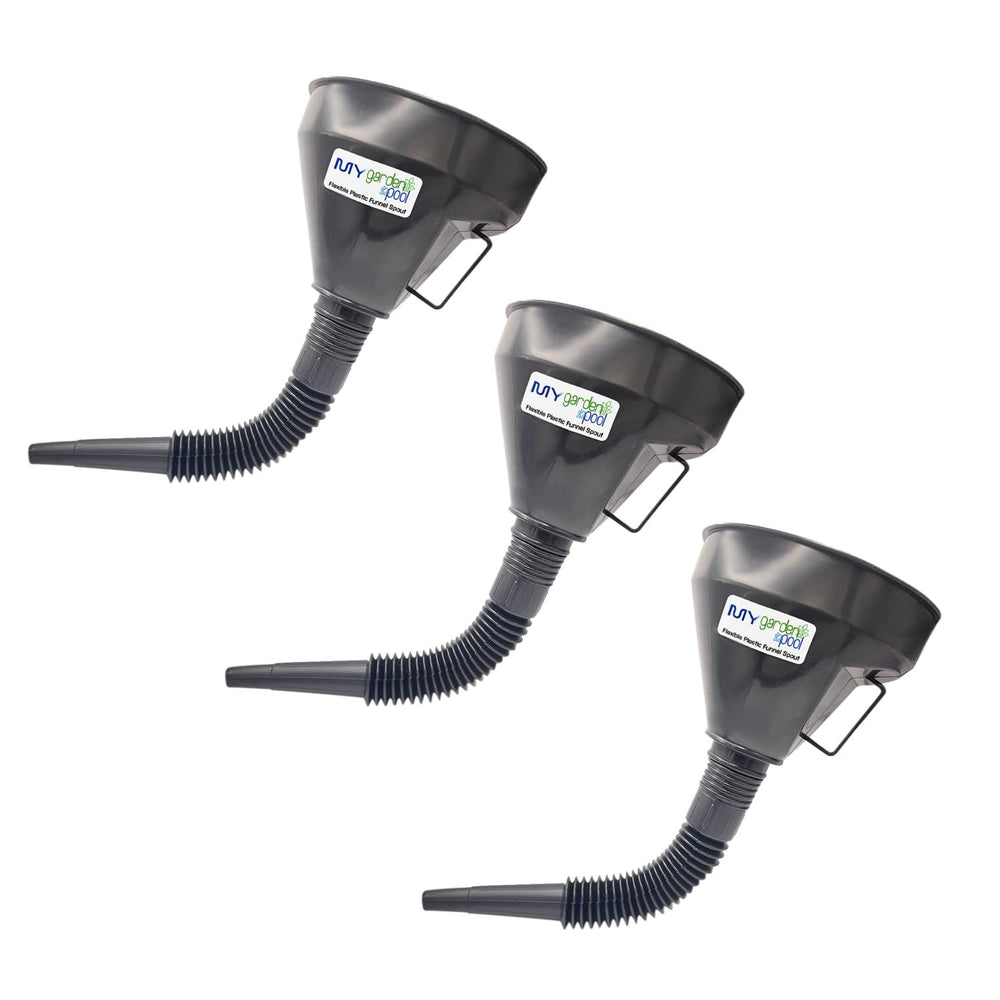 My Garden Pool Flexible Plastic Funnel Spout 3-Pack Extendable and Fits Most Bottles from Pint to Gallon for Precision Pouring and Convenience in Liquid Transfers