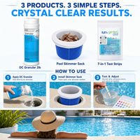 Haviland Durachlor Granular 2 lb with My Garden Pool Scum Socks, Test Strip & Pool-IQ AI Assistant
