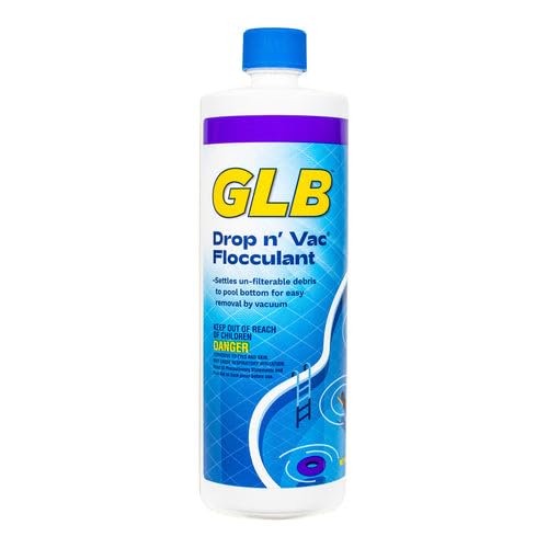 GLB Drop n’ Vac 32oz (71408A) Swimming Pool Flocculant, Bundle with My Garden Pool 7-in-1 Test Strips & Measuring Cup, 2-Pack