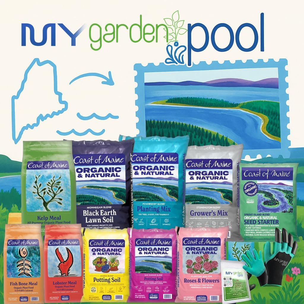 Coast of Maine SP6000 Stonington Plant Food 4 LB – Organic Soil Builder for Vegetables & Flowers with My Garden Pool Soil Test Strips & Claw Gardening Gloves