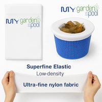 My Garden Pool Skimmer Socks 30 ct – Ultra-Fine Mesh Pool Filter Savers – Universal Fit for Most Skimmer Baskets – Includes 20 ct 7-in-1 Water Test Strips for Pools & Spas