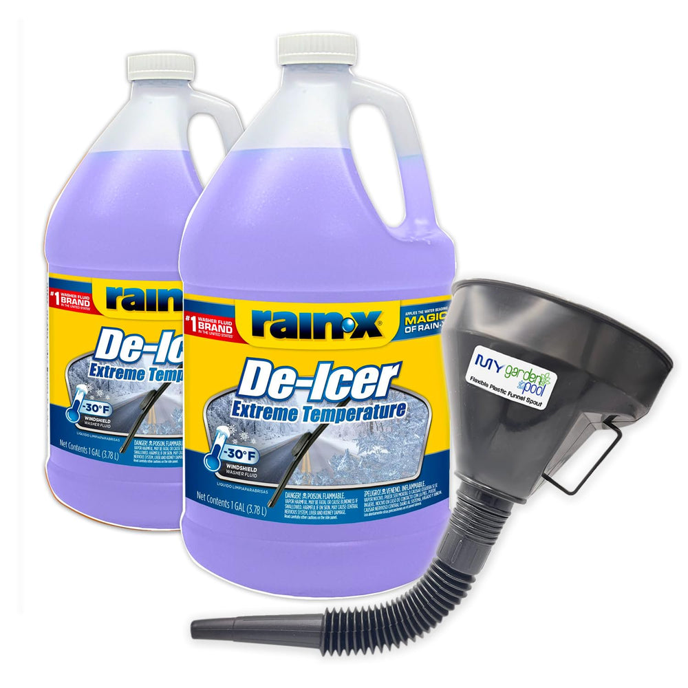 My Garden Pool Rain-X -30 Degree De-Icer, Two Pack, 2 x 1 Gallon, Purple - Heavy Duty for Ultimate Visibility, Protection Plastic Funnel Spout for Easy Pouring Hard-to-Reach Vehicles
