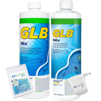 GLB NIX Algaecide 32 FL OZ 71221 with My Garden Pool 7 in 1 Test Strips and Measuring Cup, 2 Pack