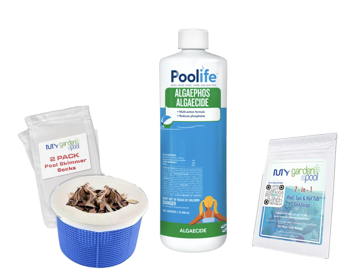Poolife AlgaePhos – Dual-Action Algaecide & Phosphate Remover for Pools – Prevents Algae & Reduces Phosphates – Includes 7-in-1 Test Strips, Measuring Cup & Pool-IQ AI Assistant 2 Pack