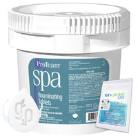 ProTeam Spa Brominating Tablets 4 LBS with My Garden Pool 20 Ct. Test Strips & Scum Sponge Oil-Absorbing Sponge for Hot Tubs and Pools