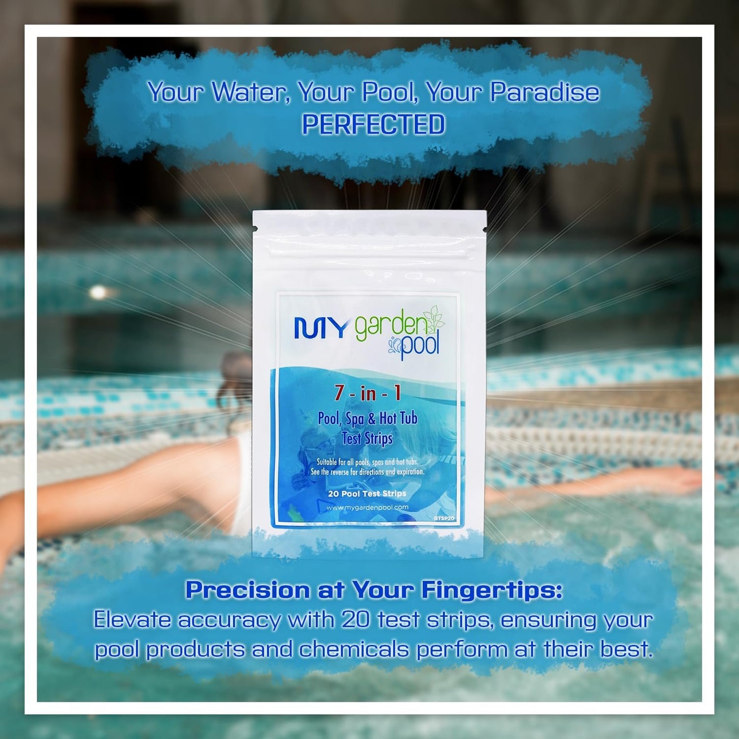 Lamotte R-2056 Color-Q Pro 7 Test Reagent Refill Kit with My Garden Pool 100 Test Strip - Maintain Crystal-Clear Pools - Accurate & Reliable Water Quality Testing for Pools & Spas!