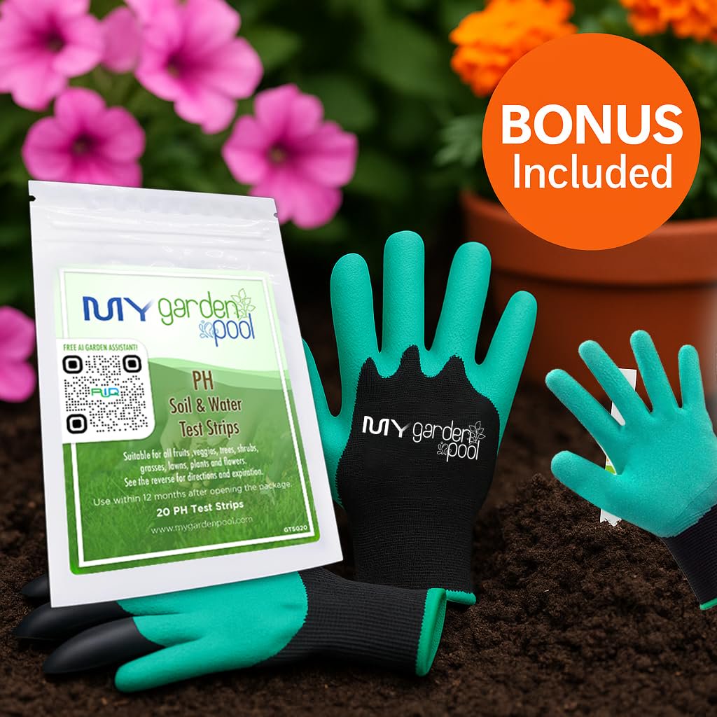 Coast of Maine SQ7000 Liquid Squid Plant Food 1 QT – Natural Organic Liquid Fertilizer for Lush Green Growth with My Garden Pool Soil Test Strips & Claw Gardening Gloves