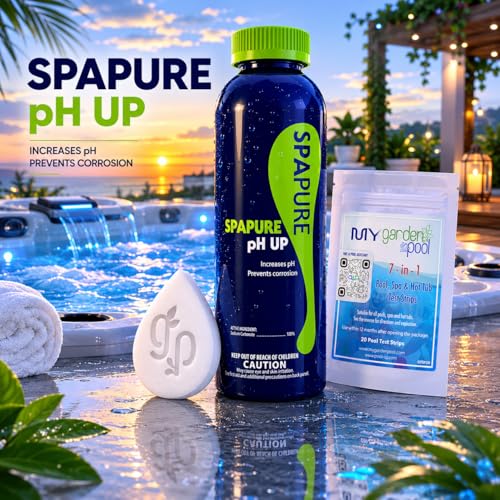 SpaPure Spa pH Up, 2 LBS – Includes My Garden Pool 20 Ct. Test Strips & Scum Sponge – Raises pH & Alkalinity – image 2