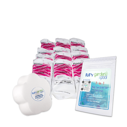 PristinePower 1 lb x 12 Pack – Non-Chlorine Oxidizing Shock Case – Clear Pool Water All Season Long – Bonus Scum Socks & Test Strips Included