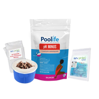 Poolife pH Minus 6 lb – Fast-Dissolving pH Reducer for Pools – Prevents Scaling & Cloudiness – Includes 2 Scum Socks and 7-in-1 Test Strips