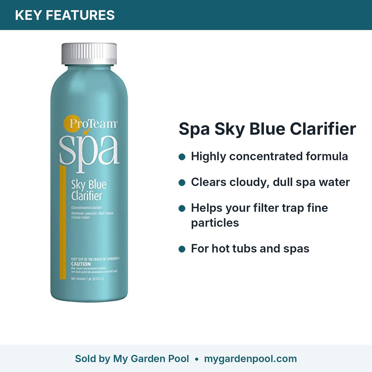 ProTeam Spa Sky Blue Clarifier key features