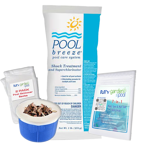 Pool Breeze 68 Cal Hypo Granular Chlorine Shock – 1 lb – Fast-Dissolving Sanitizer – Includes Scum Socks & Test Strips