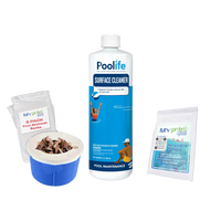 Poolife Surface Cleaner 32 fl oz – Removes Scum Lines & Grease from Pool Walls – Safe for All Surfaces – Bonus Test Strips & 2 Scum Socks